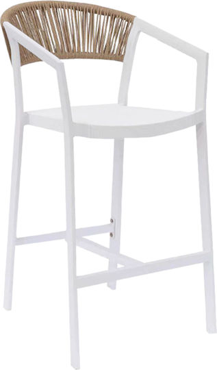 Gartenhocker Für Bar Außenseite Aus Aluminium Weiß Beige 57x61x103cm