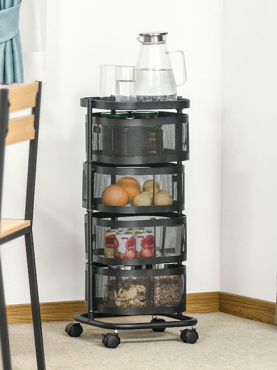HomCom HomCom Metallisches Küchenwagen Mit 4 Ebenen Schwarz 33x33x77cm