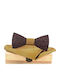 Daponte Wooden Bow Tie Set with Pochette Yellow