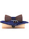Daponte Handgemacht Set Fliege mit Taschentuch Marineblau