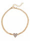 Oozoo Women's Chain Bracelet with Heart Design in Gold Plated Stainless Steel 18cm
