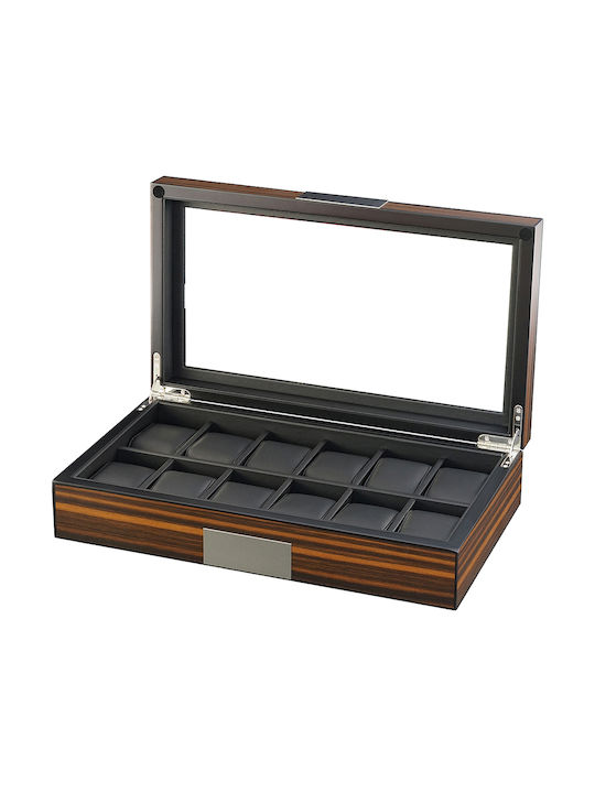 Rothenschild Wooden Watch Case Uhrenb with Transparent Cover for 12 Watches Brown RS-2377-12EB Rothenschild Wooden Watch Case Uhrenb with Transparent Cover for 12 Watches Brown RS-2377-12EB