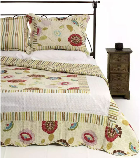 Silk Fashion Σετ Κουβερλί Μονό Βαμβακερό Μπεζ 160x220cm 2τμχ