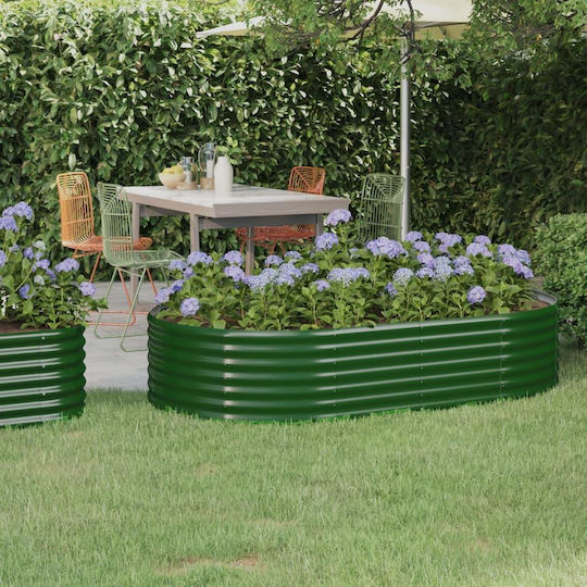 vidaXL Стомана Електр. Прахово Покритие Кутия за саксии Метал Зелен 175x100x36см.