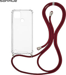 Sonique Armor Silicone Back Cover with Strap Durable Transparent / Burgundy (Realme C21)