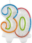 Amscan Birthday Candle Νο 30 Lumânare de Zi de Naștere Număr Multicolor 26902