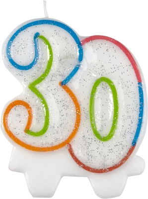 Amscan Birthday Candle Νο 30 Lumânare de Zi de Naștere Număr Multicolor 26902