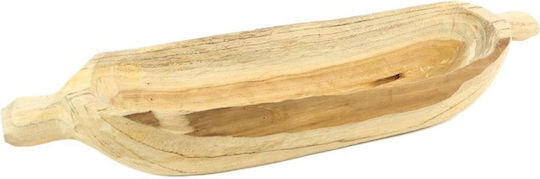 Atmosphera Terak Dekorative Platte Oval Hölzernes Beige 1Stück 50x14x8cm