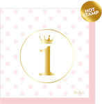 Χαρτοπετσέτες First Birthday Rosa 16Stück