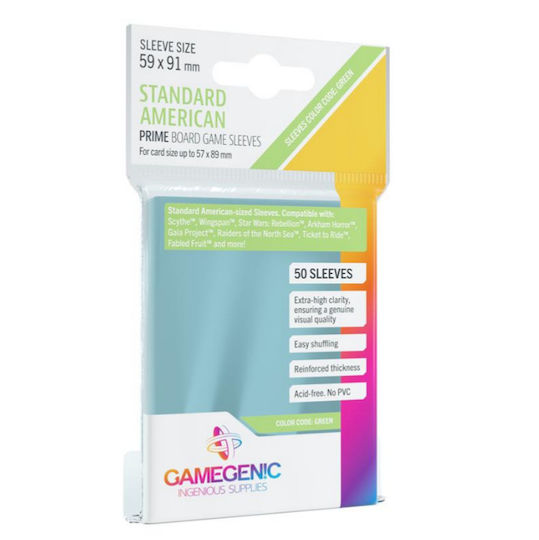 Gamegenic Prime Standard Card Sleeves Standard Size 50τμχ Clear GGS10051ML