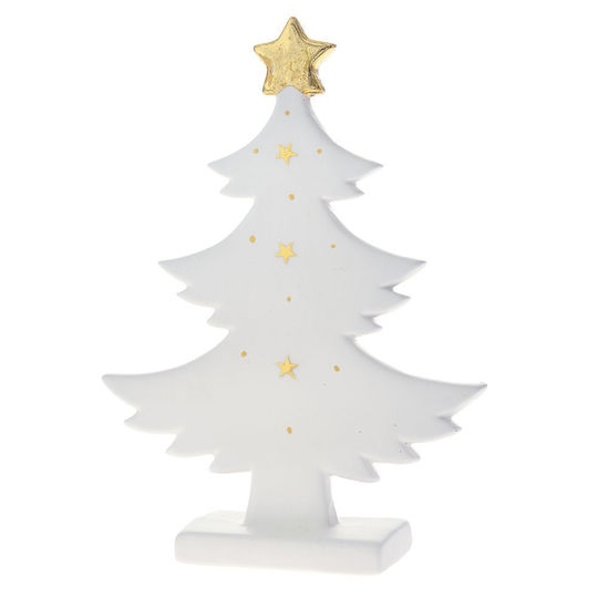 Christmas Decorative Illuminated Ceramic Tree 25cm White
