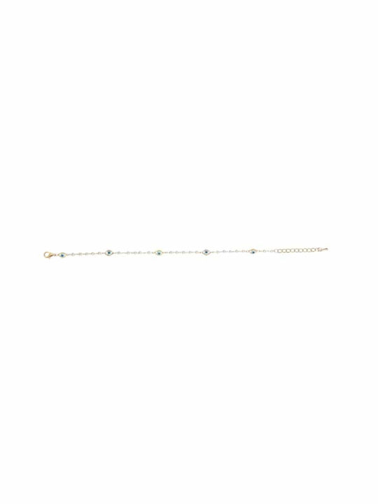 Ro-Ro Accessories Bracelet Anklet Chain with design Eye made of Steel Gold Plated with Pearls