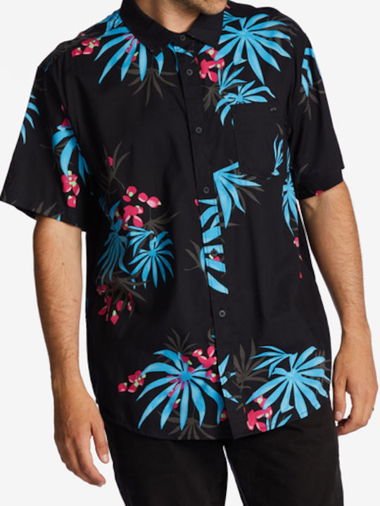 Sundays Short-sleeved Cotton Shirt Floral Black