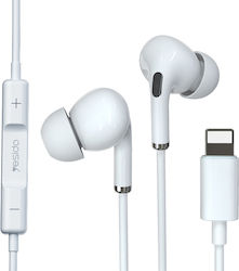 Yesido YH-36 In-ear Handsfree με Βύσμα Lightning Λευκό