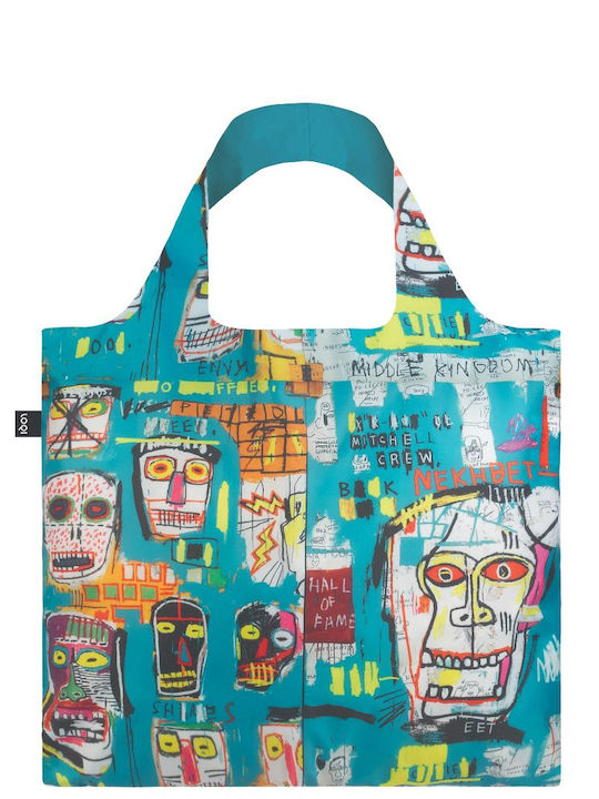 Loqi Jean Michel Basquiat Skull Stoff Einkaufstasche in Blau Farbe
