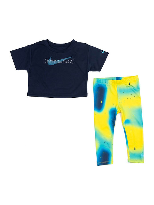 Kids' Set with Leggings Summer 2pcs Navy Blue Boxy