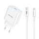 Vipfan Încărcător cu Port USB-C și Cablu USB-C - Lightning 20W Quick Charge 3.0 Albς (E04 Cable White)