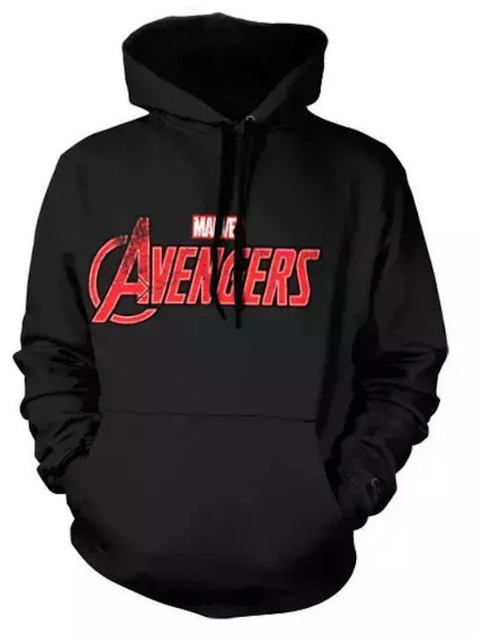 Hybris The Avengers Distressed Φούτερ με Κουκούλα Μαύρο