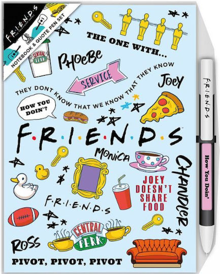 Blue Sky Friends Set 2 Bloc Notes A5 Cu dungi cu Suport pentru Stilou Albastru