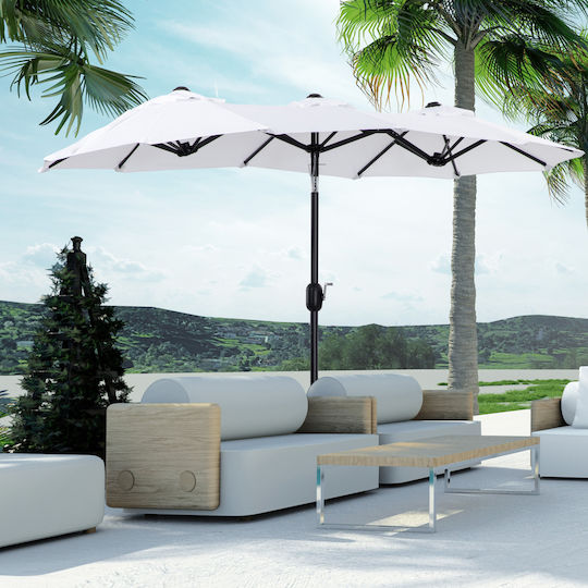 Round Garden Parasol Metal White F2.85xH2.27m