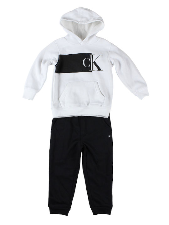 Calvin Klein Kids Sweatpants Set White 2pcs