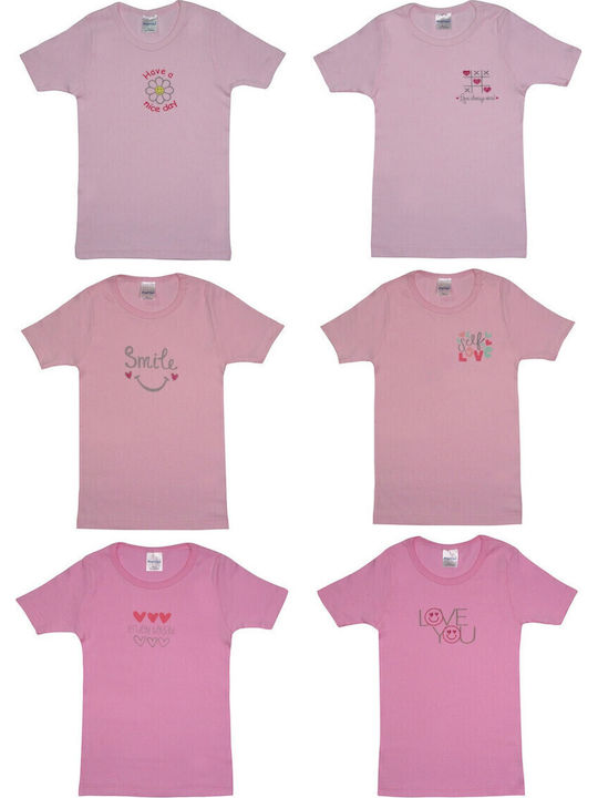 Pretty Baby Kinder-Set mit Unterhemden Kurzarm Rosa 6Stück