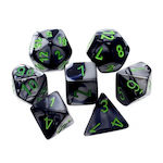 Chessex Gemini Mini-Polyhedral Dice Set Black-Grey/Green 7τμχ