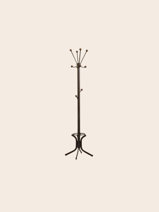 Metal Creations Metallic Coat Rack with Umbrella Holder Brown Νο1 190cm