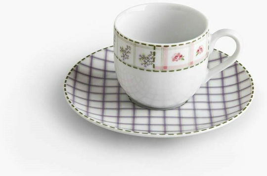 Ionia Patchwork Set Căni Maro Din porțelan Albe 100ml 6buc