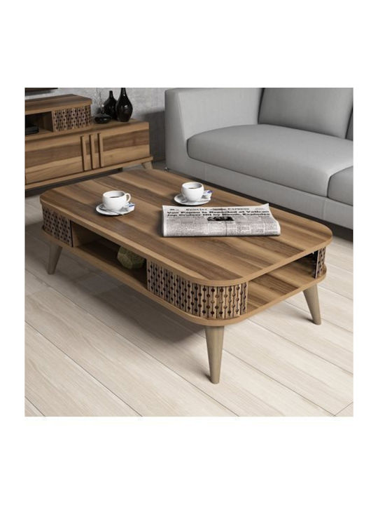 Rechteckiger Zentraler Kaffeetisch Holz Nussbau...