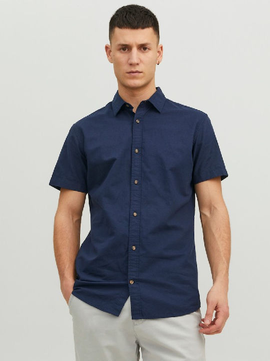 Jack & Jones Men's Shirt Short Sleeve Navy Blazer