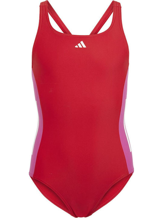adidas 3-Stripes Παιδικό Μαγιό Ολόσωμο Κόκκινο