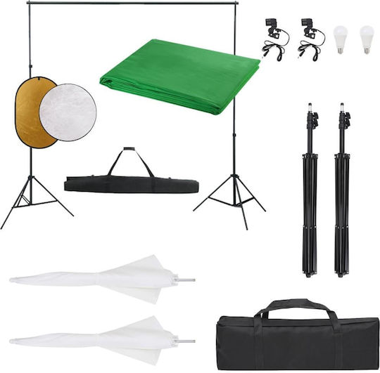 vidaXL Beleuchtungsset für Studio mit Beleuchtungsset, Hintergrund und Reflektor