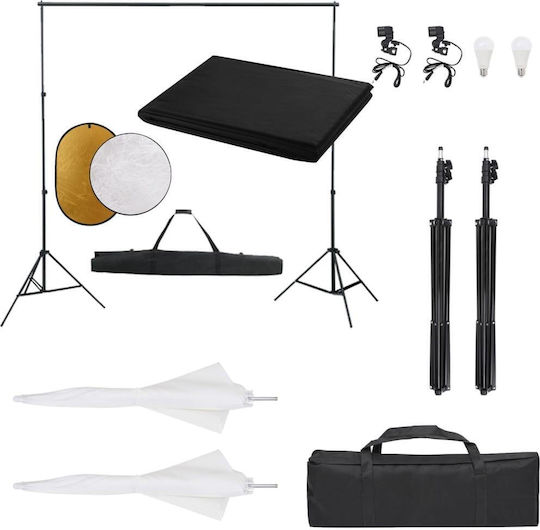 vidaXL Lighting Kit for Studio with Lights, Background, and Reflector Set