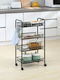 HomCom HomCom Plastic Kitchen Trolley 4 Tiers Black 45x26.5x84cm