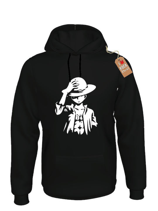 Rock Deal Φούτερ με Κουκούλα One Piece Monkey D.Luffy σε Μαύρο χρώμα