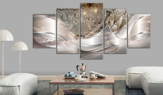 Polihome Sparkling Dandelions Fivefold Painting on Canvas 100x50cm