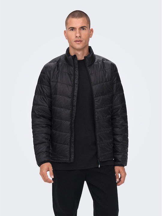 Only & Sons Men's Winter Puffer Jacket Black