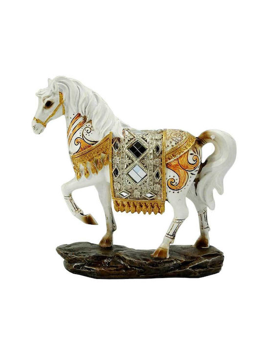 Royal Art Collection Διακοσμητικό Άλογο Πολυρητίνης σε Λευκό-Χρυσό 19x20cm