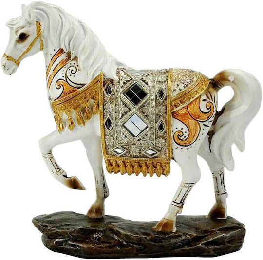Royal Art Collection Decorativ Cal din Polirășină în White-Gold 19x20cm 1buc