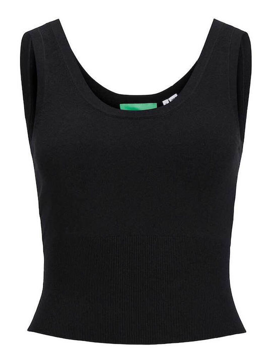 Jack & Jones Top de Damă de Vară Crop fără Mâneci Negru