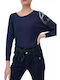 Guess Women's Pullover with 3/4 Sleeve Blue