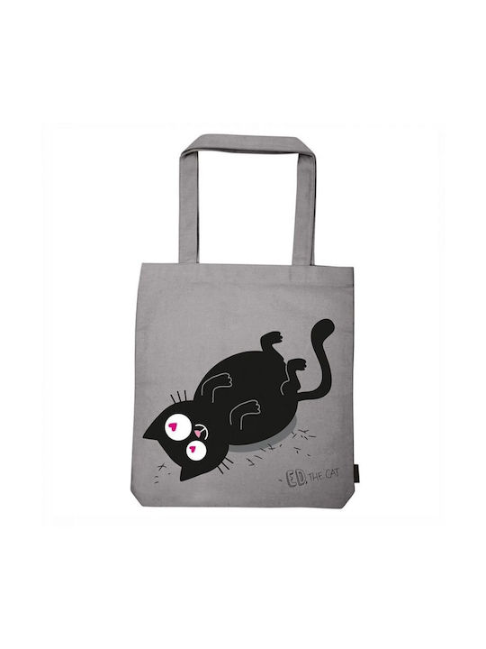 Moses Ed the Cat Fell in Love Cotton Shopping Bag Gray
