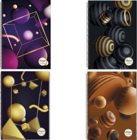 Shape Notebooks Спирал Тетрадка На райета B5 60 Листа 2 Теми Shape Spheres 1бр (Различни цветове)
