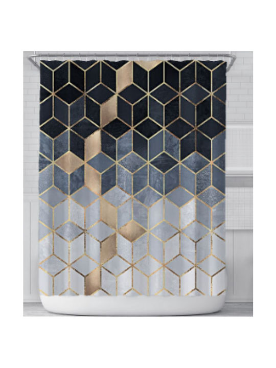Etoile Shower Curtain Fabric 180x180cm White / Black / Grey