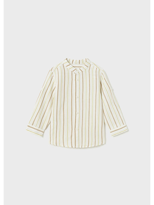 Mayoral Kids Striped Linen Shirt Beige