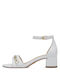 Tamaris Synthetic Leather Women's Sandals with Ankle Strap White with Chunky Medium Heel 1-28323-20 100