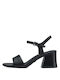 Tamaris Leather Women's Sandals Black with Chunky Medium Heel 1-28398-20 003