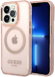 Guess Gold Outline Back Cover Silicone Pink (iP...