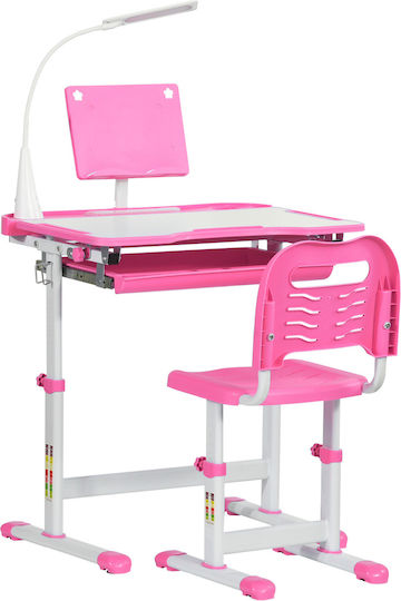 Kids Desk Made of Melamine Pink 70x49x52-77cm